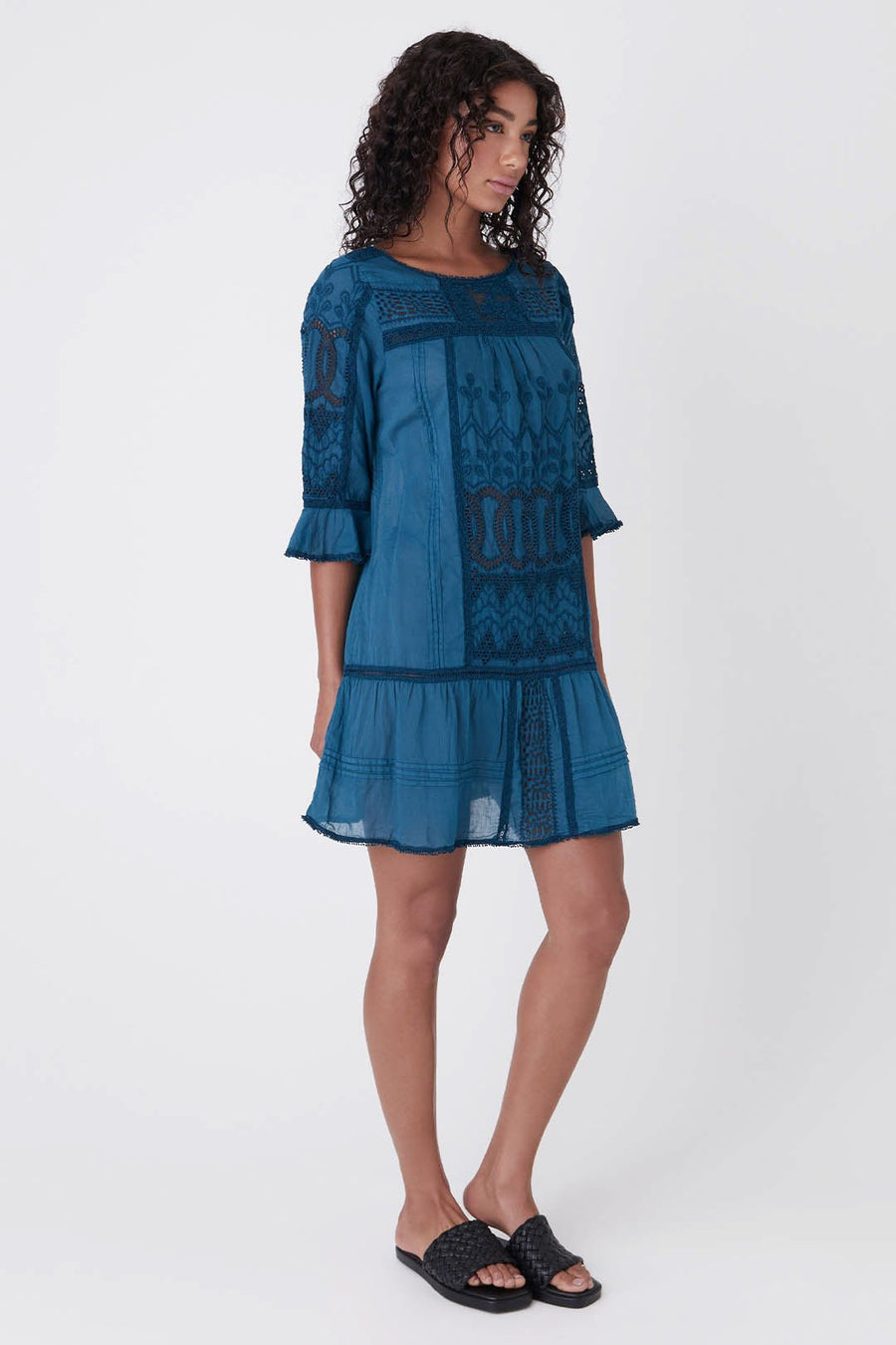 SOPHIA EYELET DRESS, LAGOON - SAMPLE - Burning Torch Online Boutique