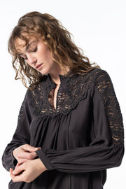 THE EMPRESS LONG SLEEVE BLOUSE, LICORICE - Burning Torch Online Boutique