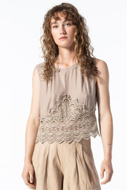 THE EMPRESS SLEEVELESS TOP, TAUPE - Burning Torch Online Boutique