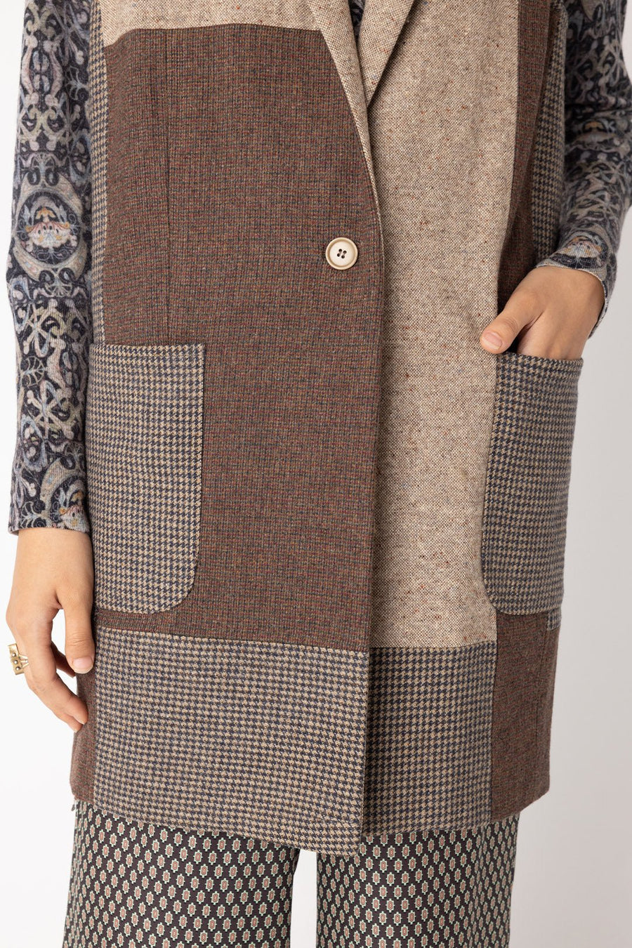 THE GRADUATE UPCYCLED TWEED VEST, MULTI - Burning Torch Online Boutique