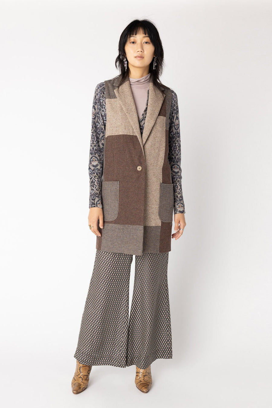 THE GRADUATE UPCYCLED TWEED VEST, MULTI - Burning Torch Online Boutique