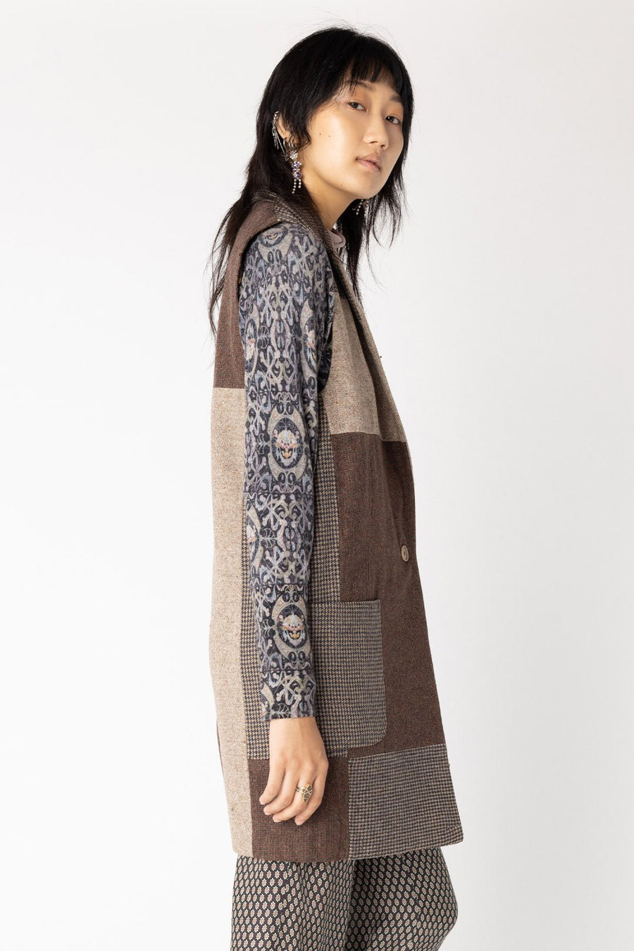 THE GRADUATE UPCYCLED TWEED VEST, MULTI - Burning Torch Online Boutique
