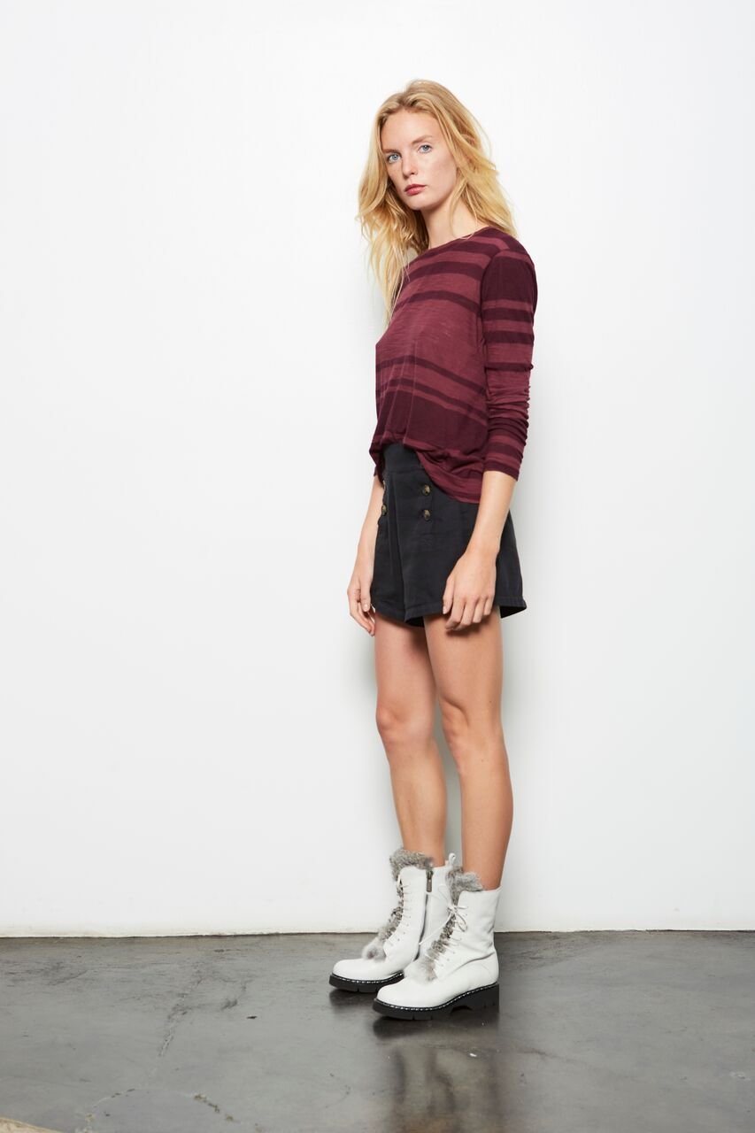TOKI STRIPED LONG SLEEVE TOP - SAMPLE - MULBERRY - Burning Torch Online Boutique
