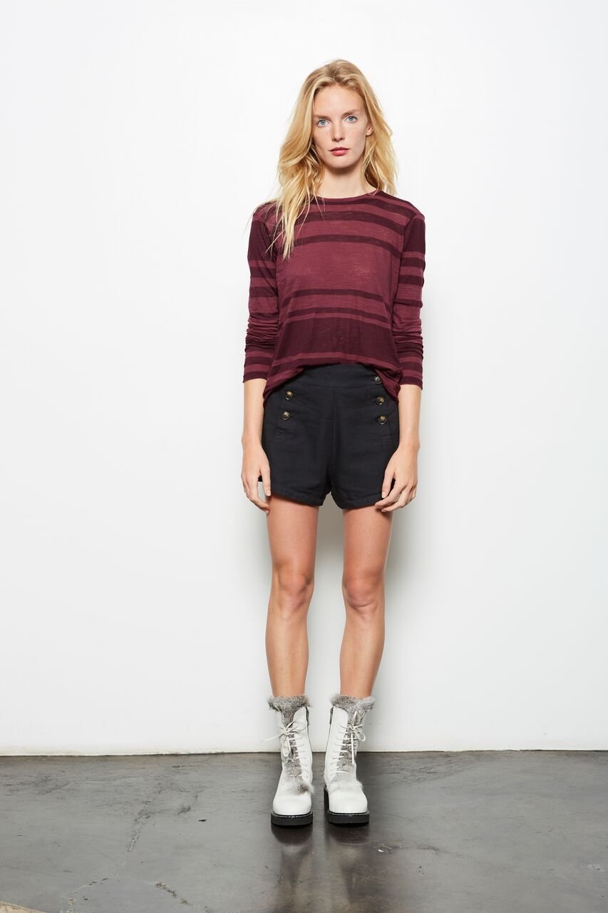 TOKI STRIPED LONG SLEEVE TOP - SAMPLE - MULBERRY - Burning Torch Online Boutique