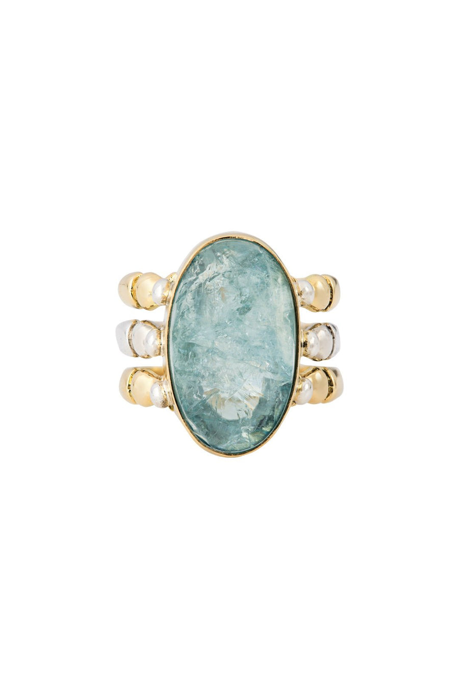 TRIAD RING 18KT GOLD AQUAMARINE - Burning Torch Online Boutique