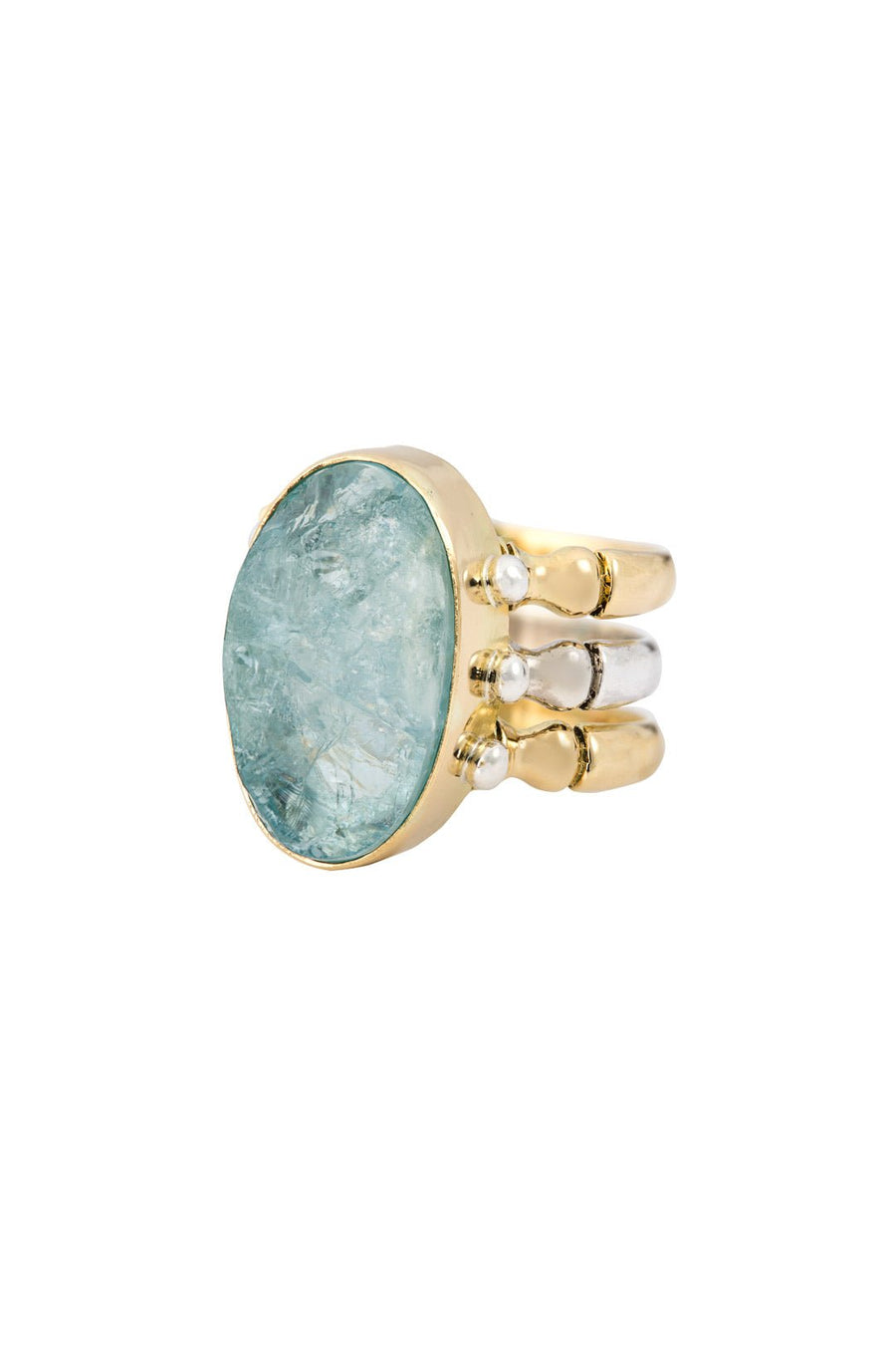 TRIAD RING 18KT GOLD AQUAMARINE - Burning Torch Online Boutique