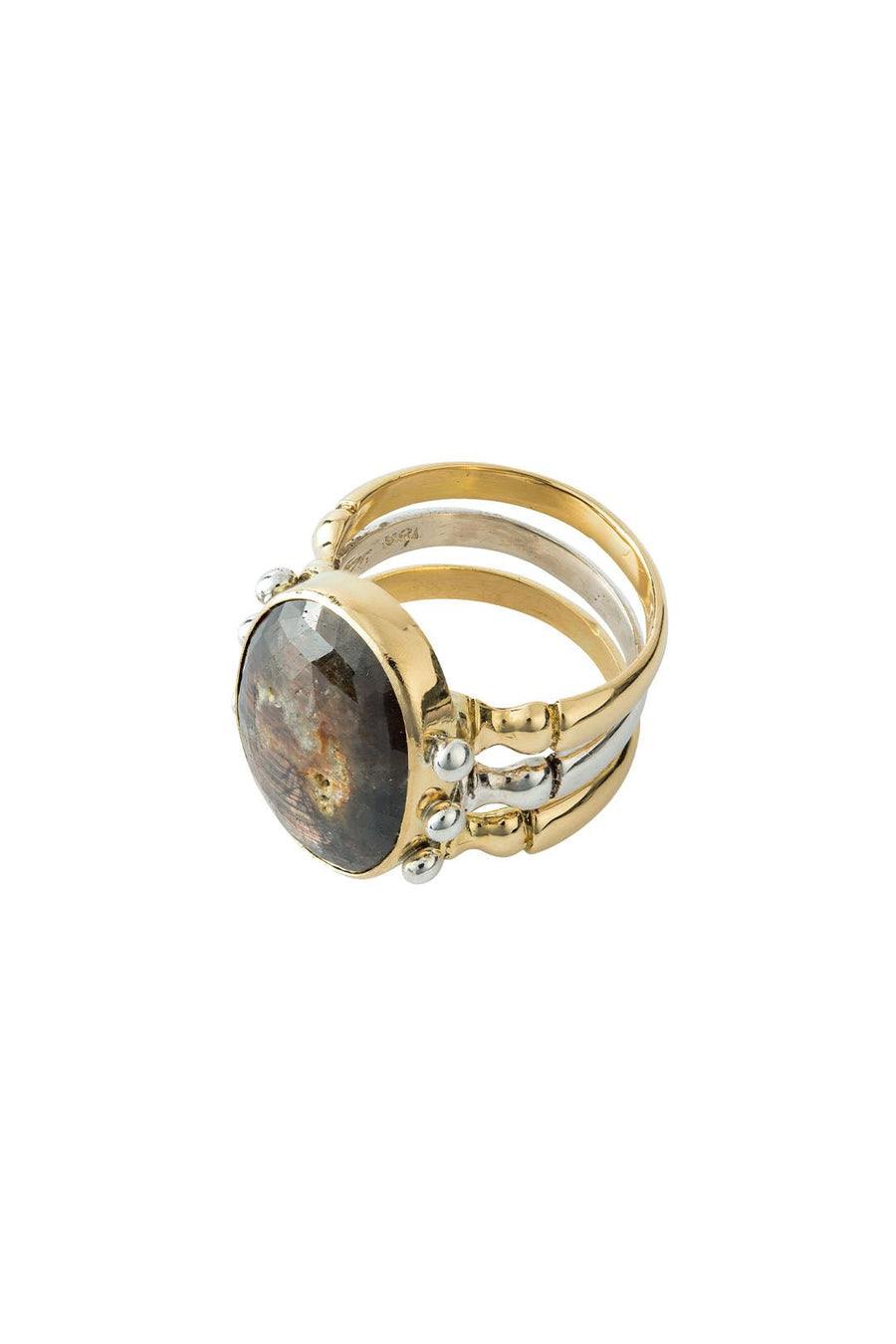 TRIAD RING 18KT GOLD MINK SAPPHIRE - Burning Torch Online Boutique