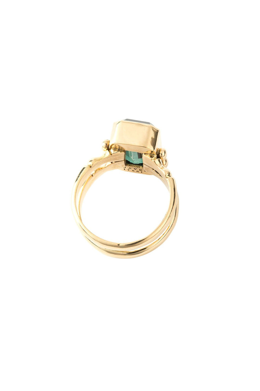 TRIAD RING 18KT GOLD TOURMALINE EMERALD - Burning Torch Online Boutique