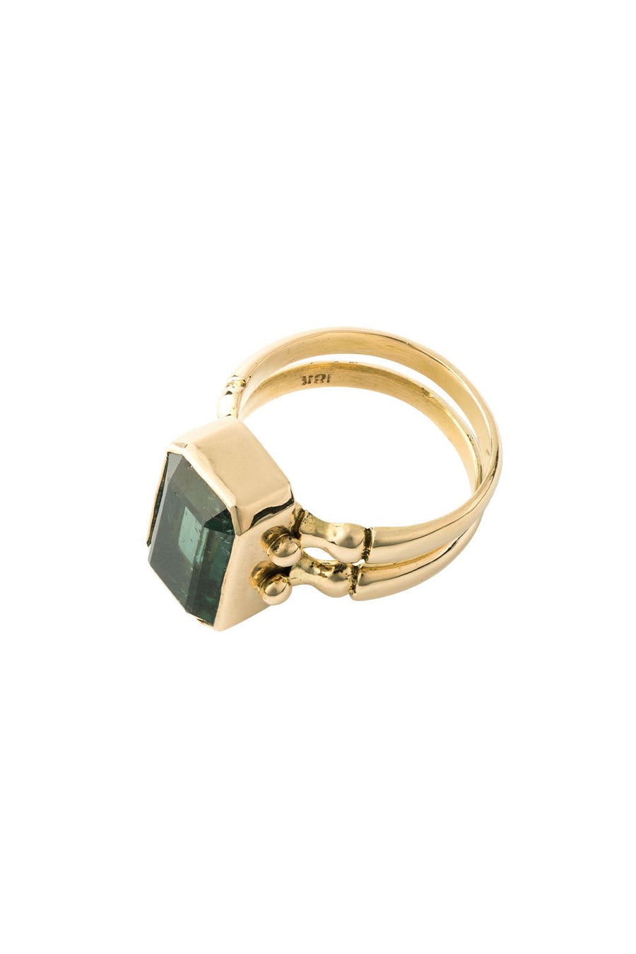 TRIAD RING 18KT GOLD TOURMALINE EMERALD - Burning Torch Online Boutique
