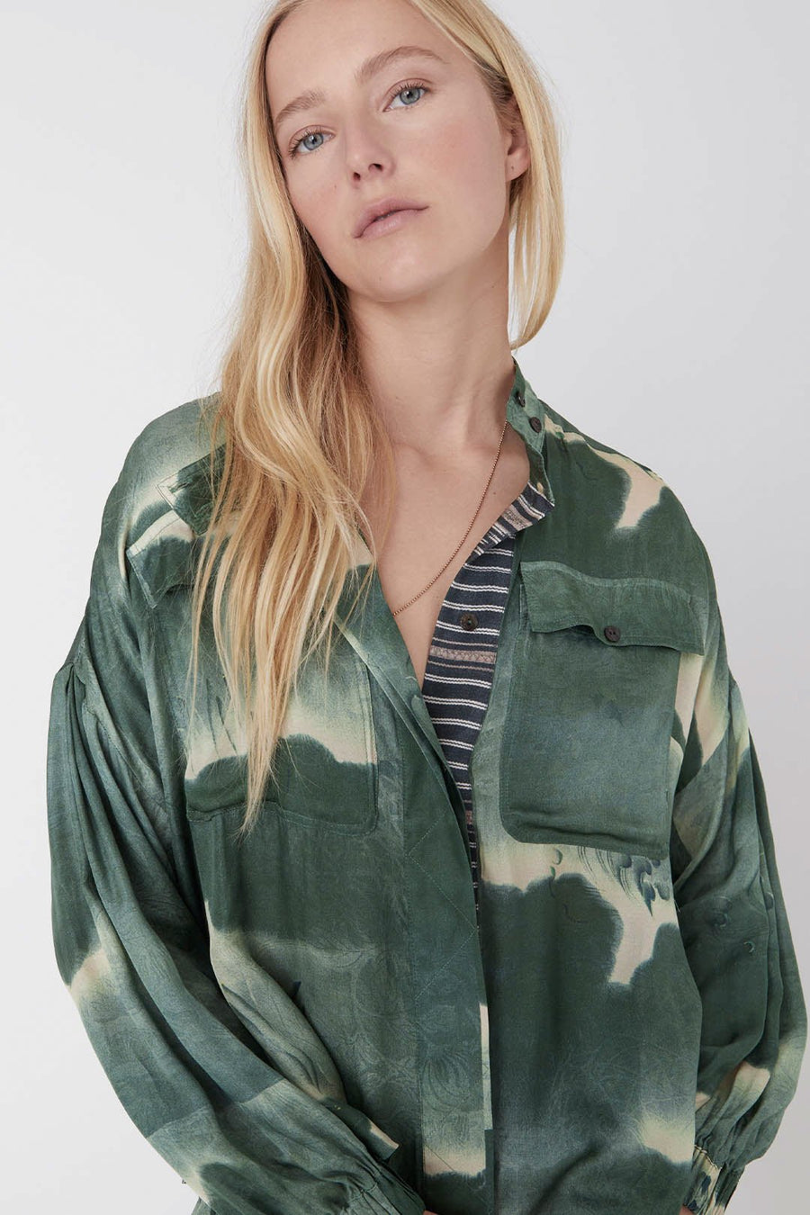 UBUD BUTTON DOWN SHIRT, ARMY - Burning Torch Online Boutique