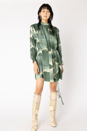 UBUD LONG SLEEVE MINI DRESS, ARMY - Burning Torch Online Boutique
