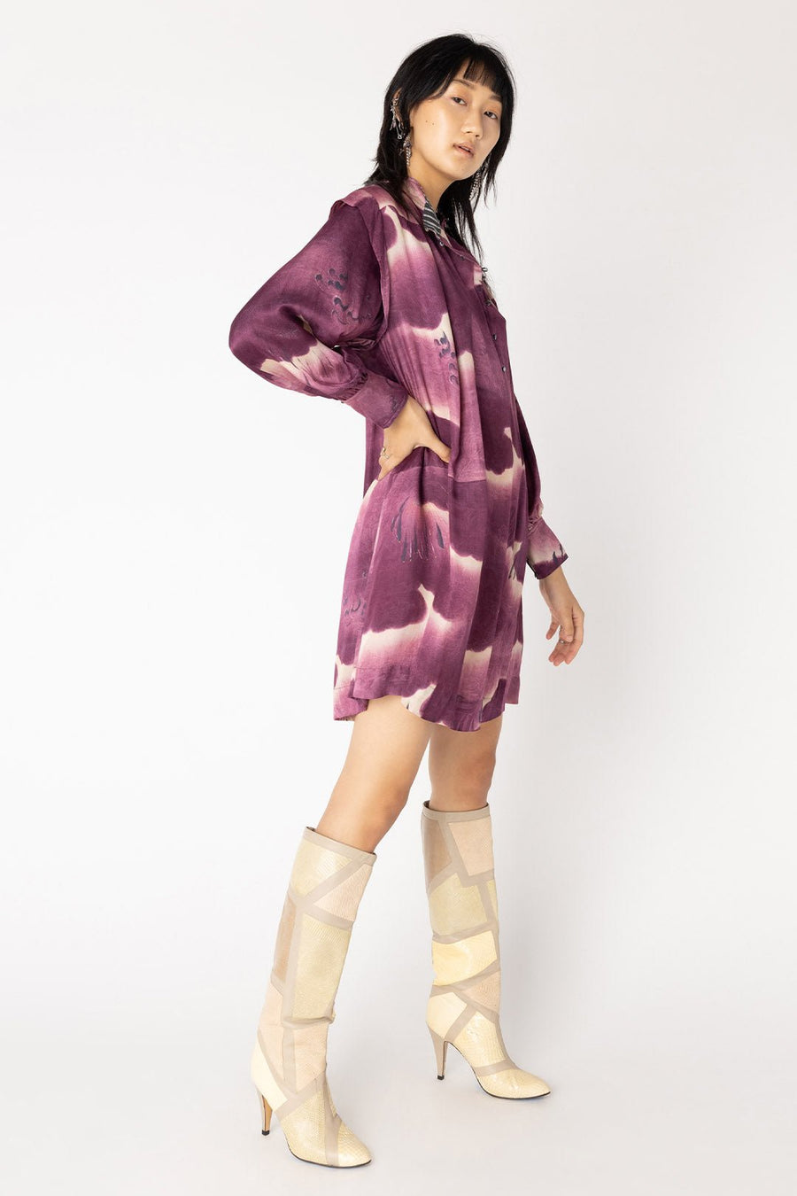 UBUD LONG SLEEVE MINI DRESS, PLUM - Burning Torch Online Boutique