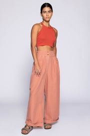 UTILITY HIGH WAISTED WIDE LEG PANT, CLAY - Burning Torch Online Boutique