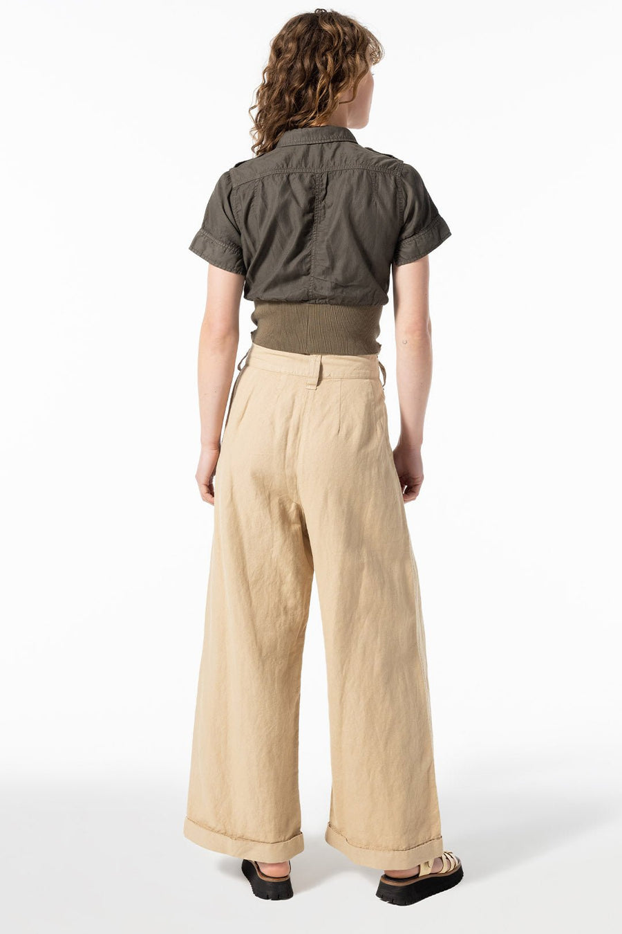 UTILITY HIGH WAISTED WIDE LEG PANT, KHAKI - Burning Torch Online Boutique