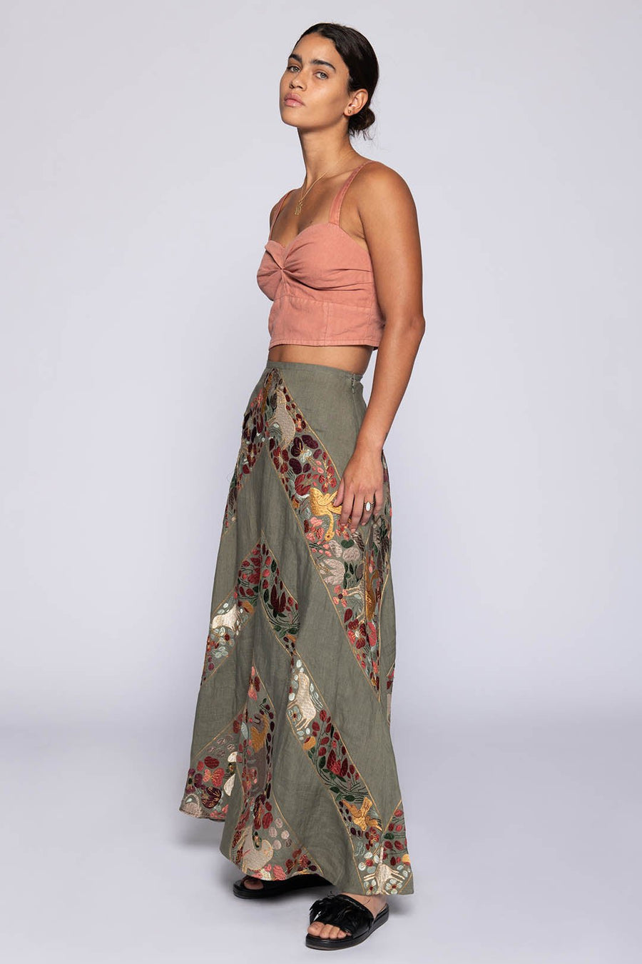 UTILITY SMOCKED BACK BRA TOP, CLAY - Burning Torch Online Boutique
