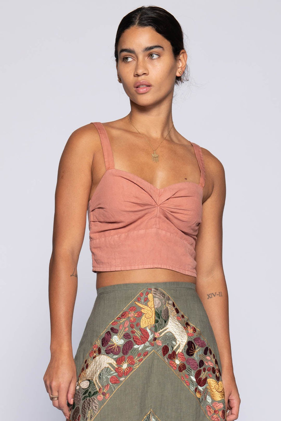 UTILITY SMOCKED BACK BRA TOP, CLAY - Burning Torch Online Boutique