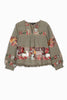UXMAL LONG SLEEVE EMBROIDERED TOP, ARMY - Burning Torch Online Boutique