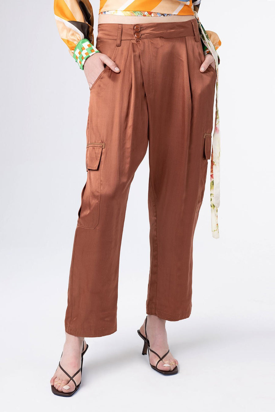 VALENTINE CARGO PANTS, RUST - SAMPLE 10354 - Burning Torch Online Boutique