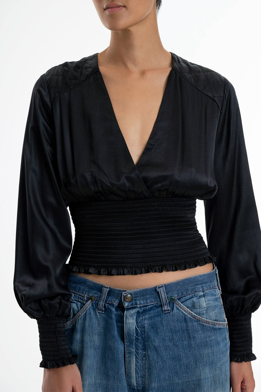 VALENTINE LONG SLEEVE TOP, MIDNIGHT - Burning Torch Online Boutique
