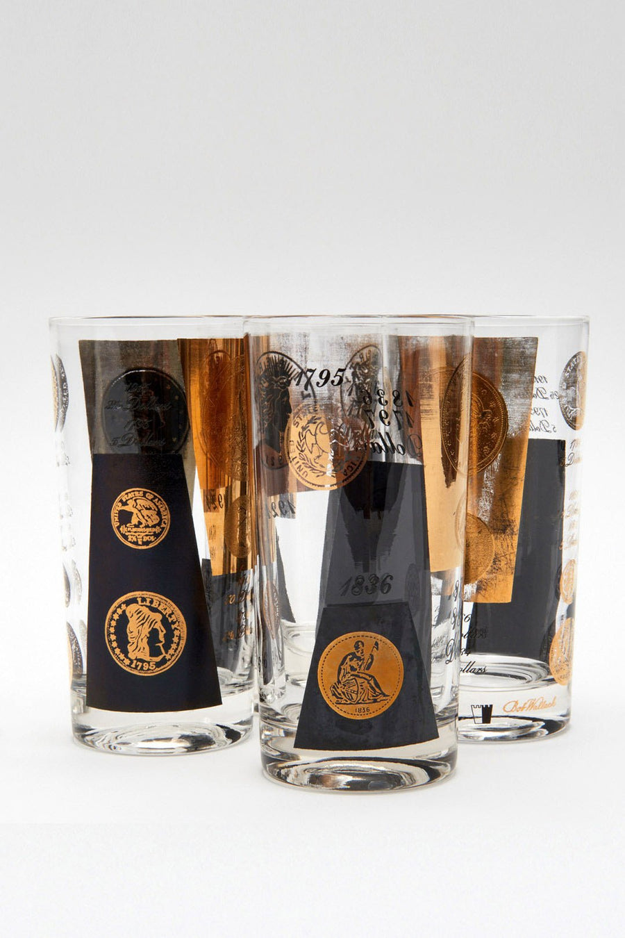 VINTAGE COIN GLASSES - SET OF 4 - Burning Torch Online Boutique