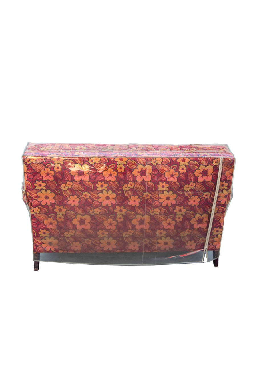 Vintage Floral Print Loveseat Sofa with original plastic cover - Burning Torch Online Boutique