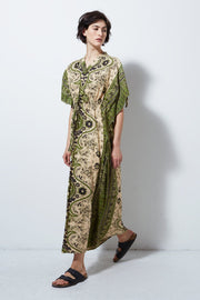 VINTAGE GREEN PAISLEY CAFTAN - Burning Torch Online Boutique