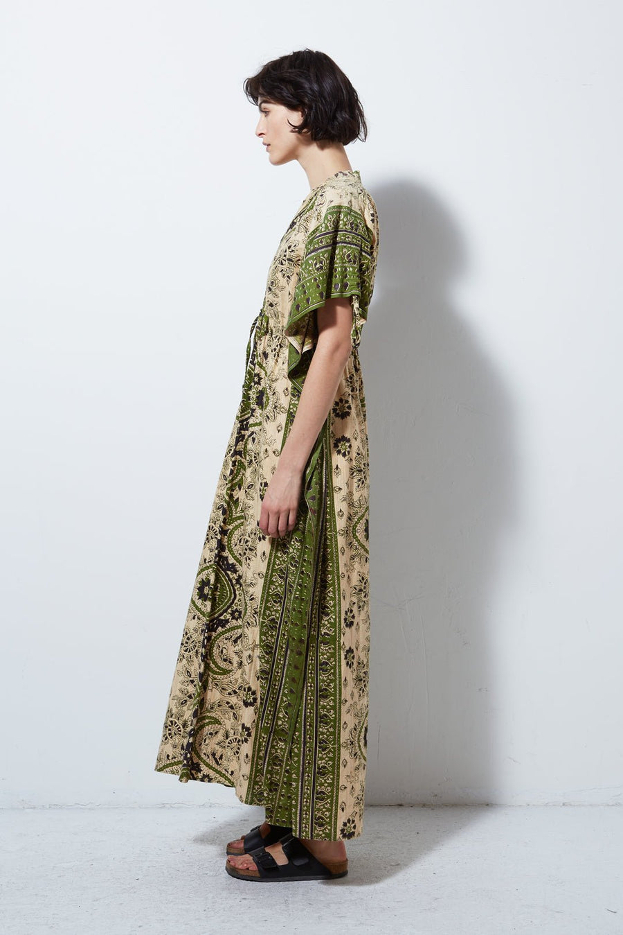 VINTAGE GREEN PAISLEY CAFTAN - Burning Torch Online Boutique