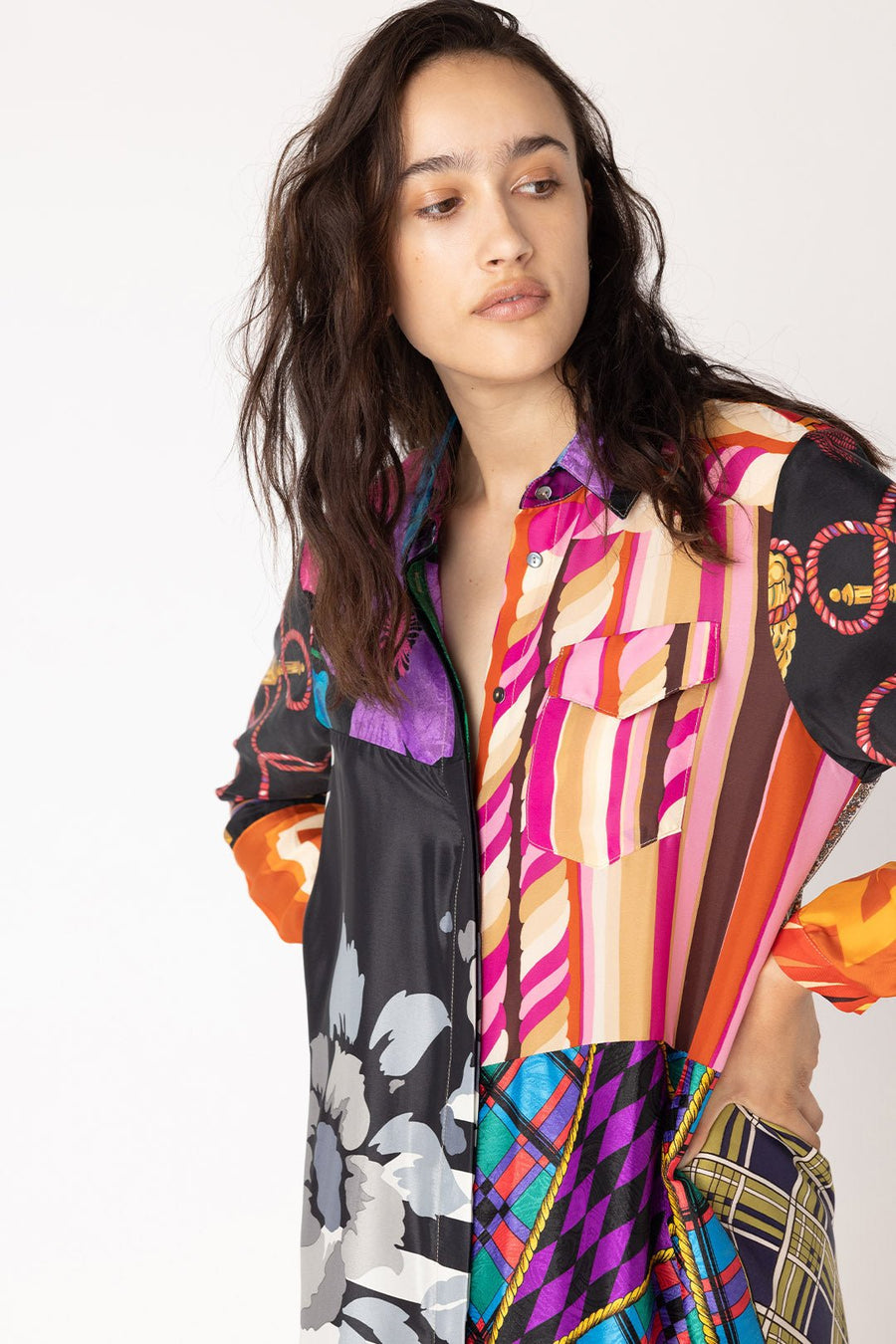 VIVIENNE SHIRTDRESS, MULTI - SAMPLE 30519 - Burning Torch Online Boutique