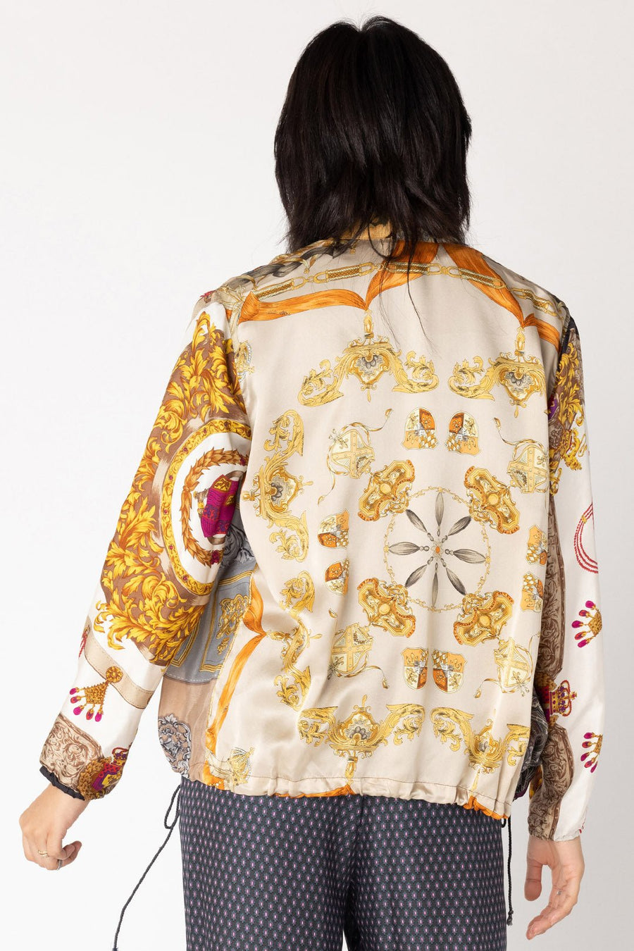 VIVIENNE UPCYCLED SCARVES BOMBER - Burning Torch Online Boutique