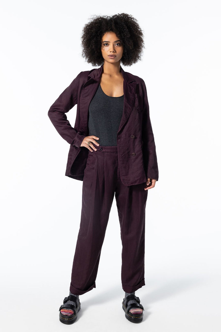 WALLACE BLAZER, PRUNE - Burning Torch Online Boutique