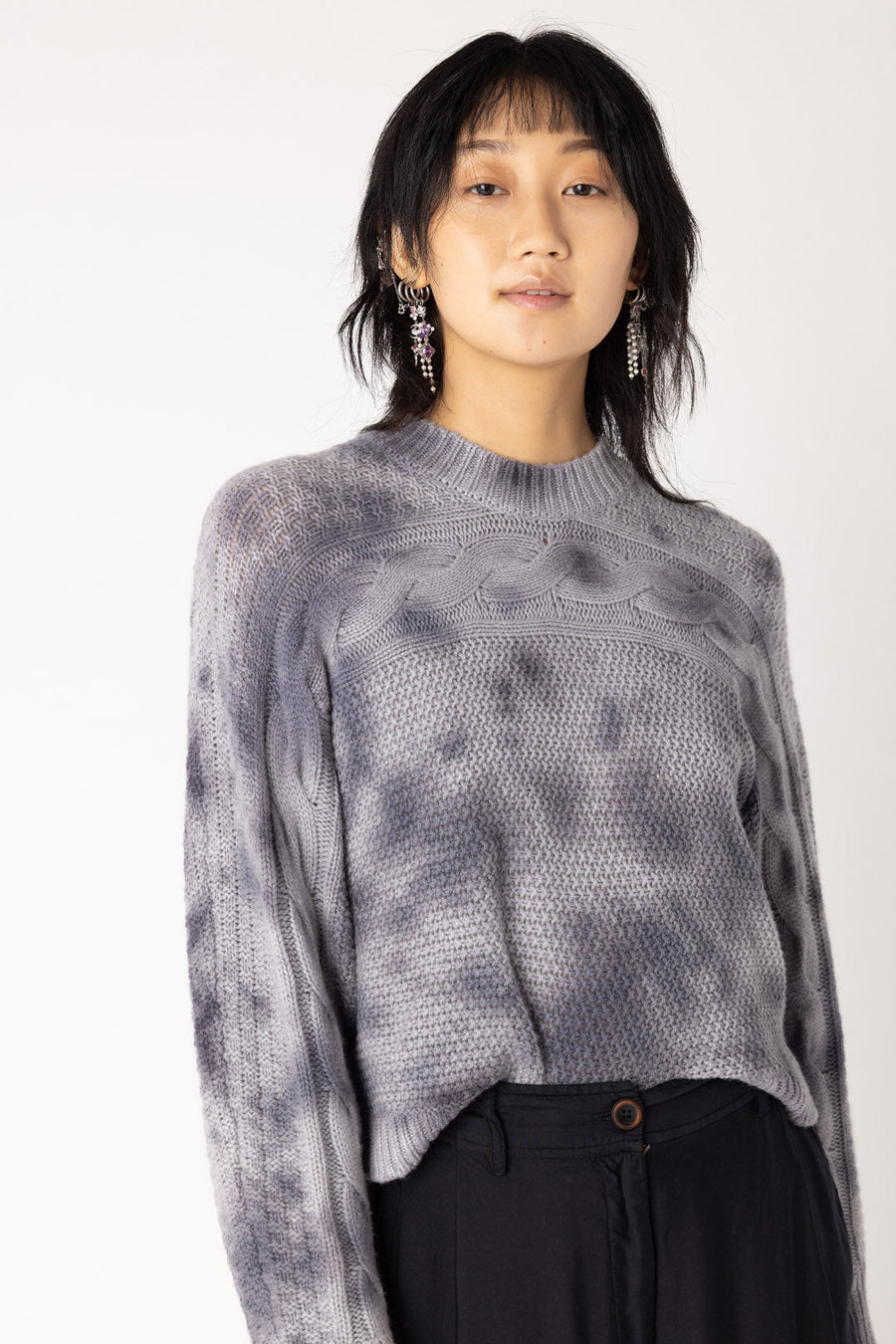 WATERCOLOR CASHMERE SWEATER, STORM - Burning Torch Online Boutique