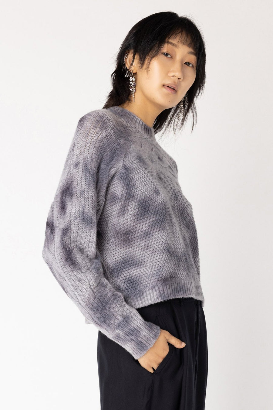 WATERCOLOR CASHMERE SWEATER, STORM - Burning Torch Online Boutique