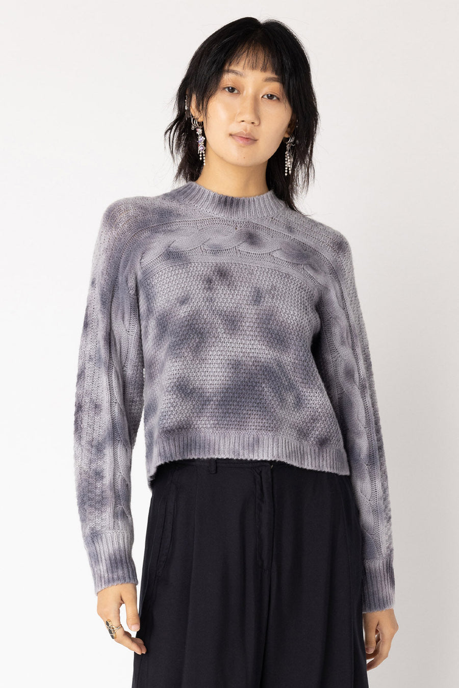 WATERCOLOR CASHMERE SWEATER, STORM - Burning Torch Online Boutique