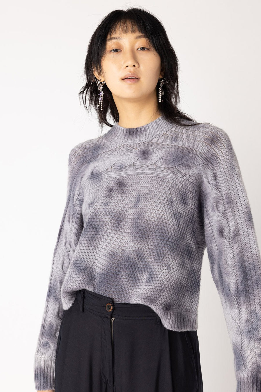 WATERCOLOR CASHMERE SWEATER, STORM - Burning Torch Online Boutique