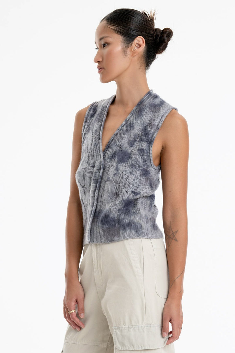WATERCOLOR CASHMERE VEST, STORM - Burning Torch Online Boutique