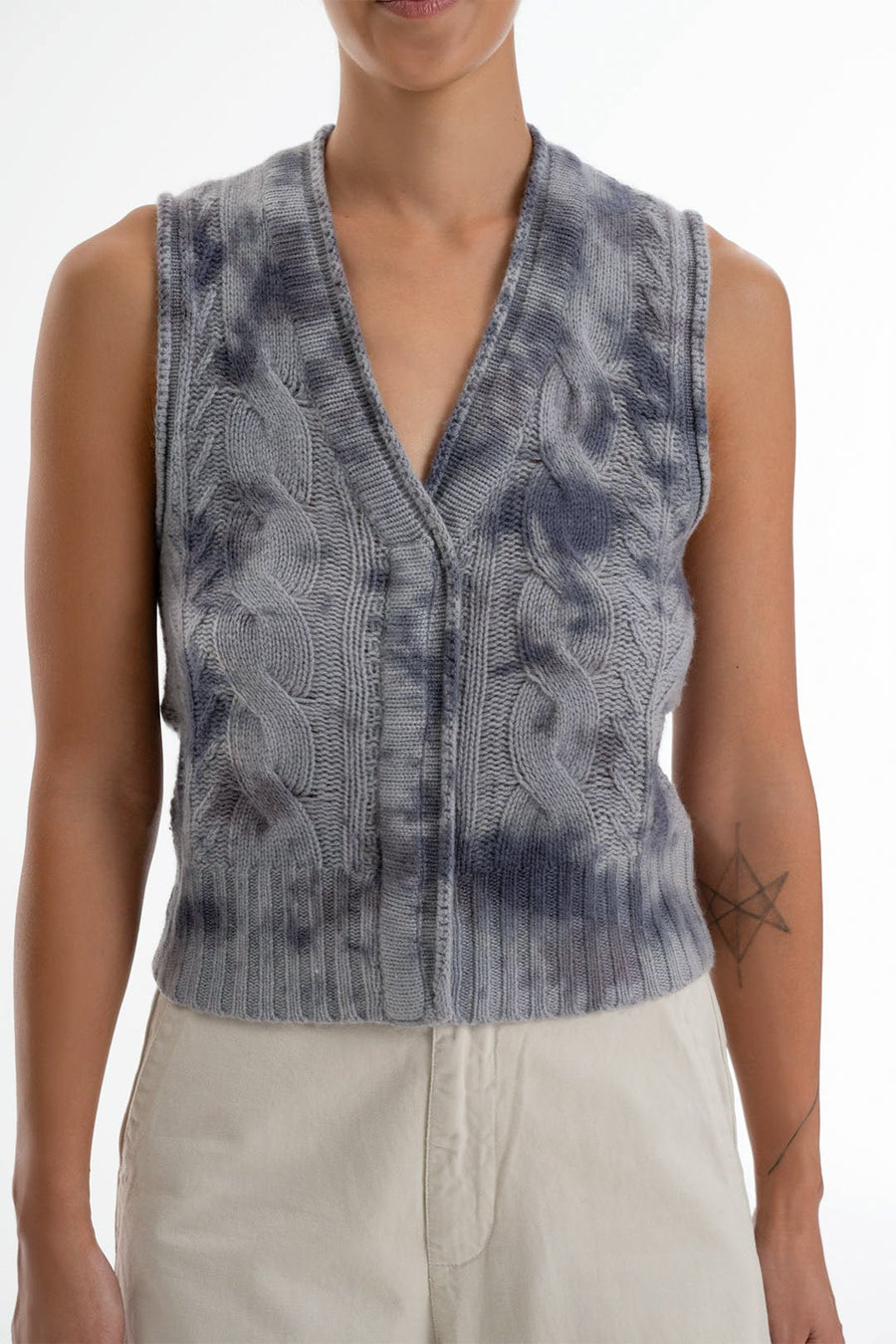 WATERCOLOR CASHMERE VEST, STORM - Burning Torch Online Boutique