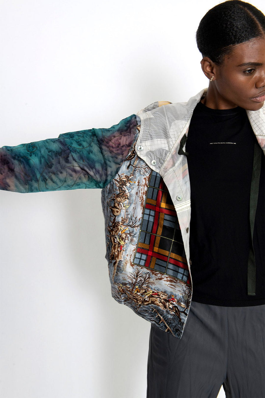 WONDERLAND REVERSIBLE PARACHUTE AND UPCYCLED SCARVES JACKET - Burning Torch Online Boutique