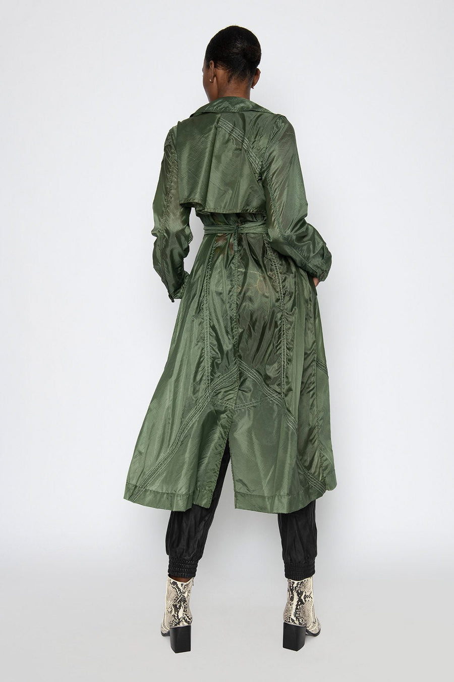 WONDERLAND UPCYCLED PARACHUTE TRENCH, GREEN - SAMPLE - Burning Torch Online Boutique